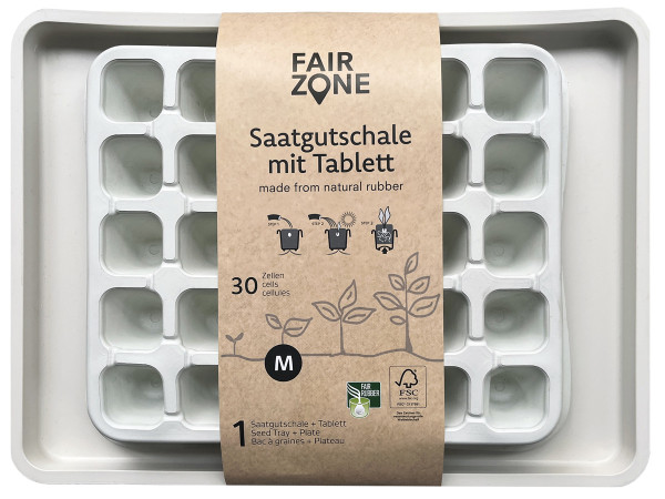 1 Aussaatplatte mit Tablett aus Natutkautschuk